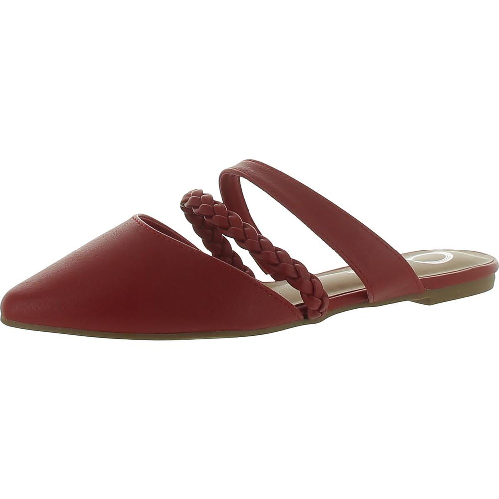 Faux Leather Pointed Toe Mule Sandals