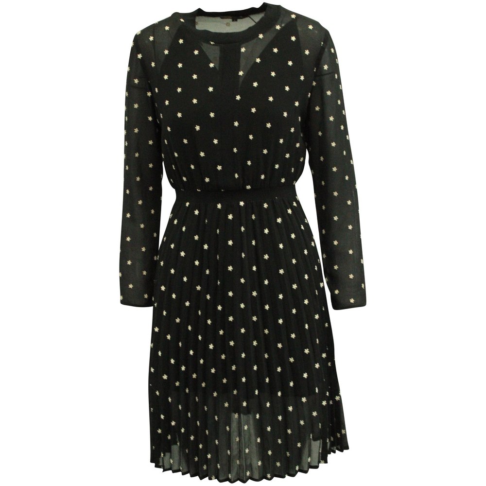 Maje Sheer Floral Long-Sleeve Dress in Black Polyester 7765002649660