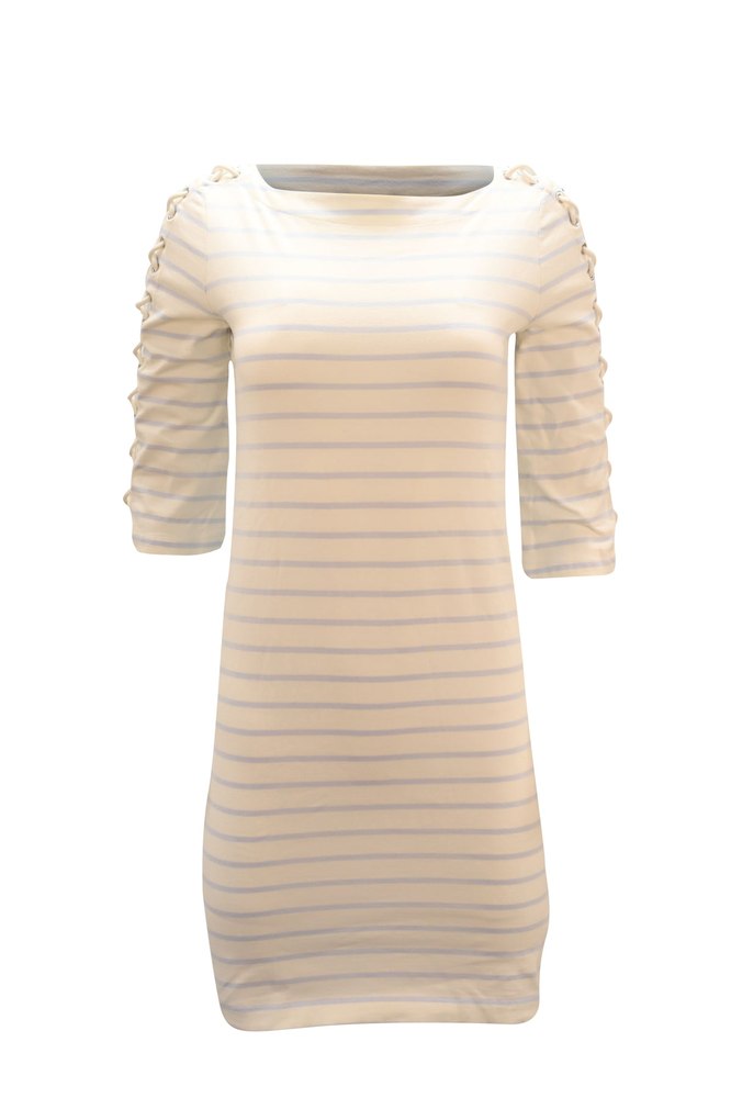 Lauren Ralph Lauren Striped Dress with Lace-Up Sleeves in Multicolor Cotton 7765005467708