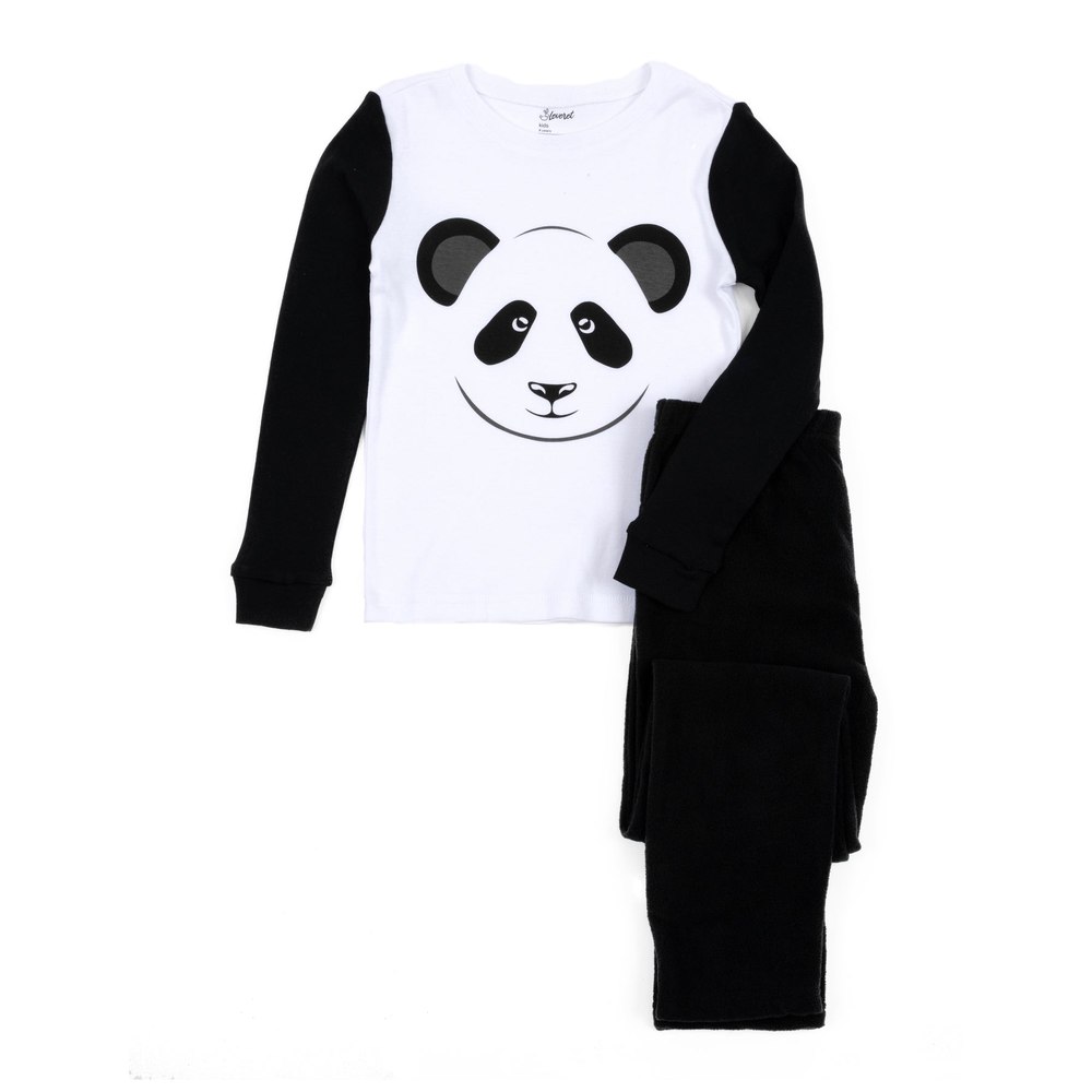 Kids Cotton Top and Fleece Pants Pajamas Panda