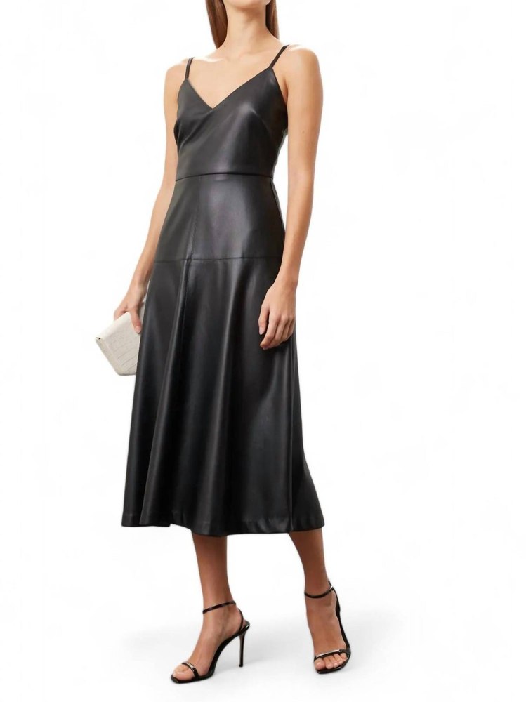 Lana Faux Leather Dress In Black 7765035188284