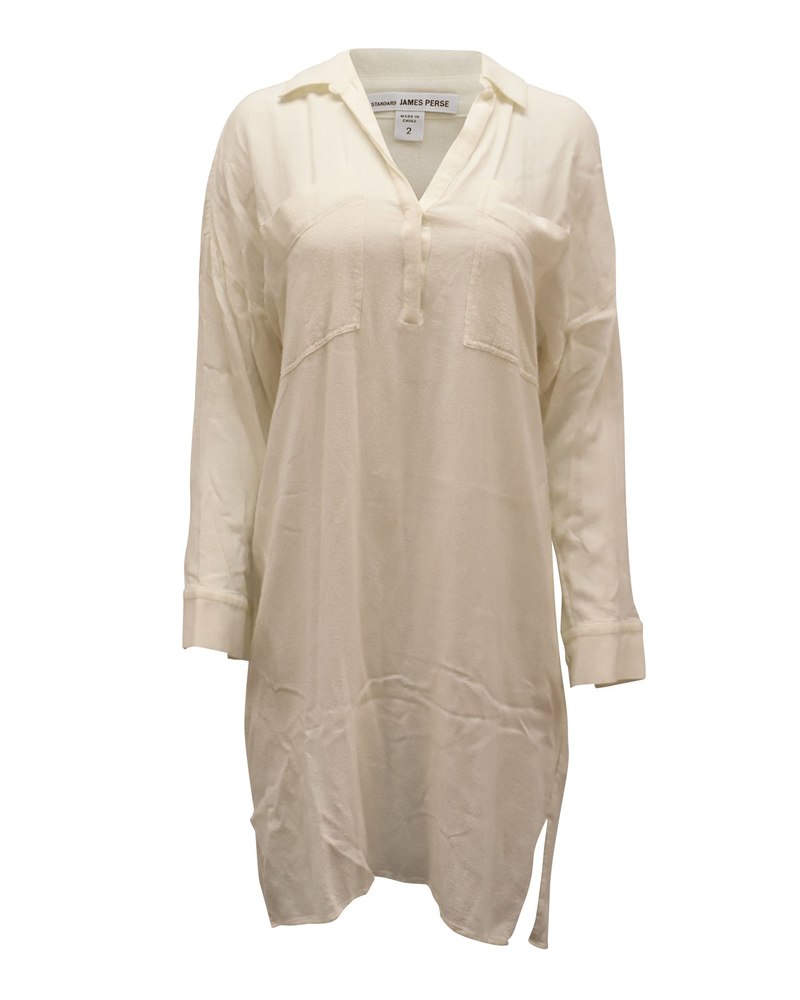 James Perse Shirt Dress in Ivory Viscose 7765053833276