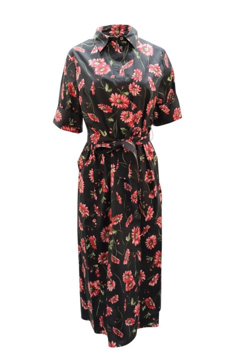 Adam Lippes Floral Pint Maxi Dress in Black Cotton 7765052588092