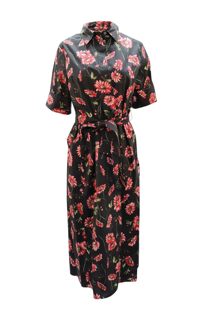 Adam Lippes Floral Pint Maxi Dress in Black Cotton 7765052588092