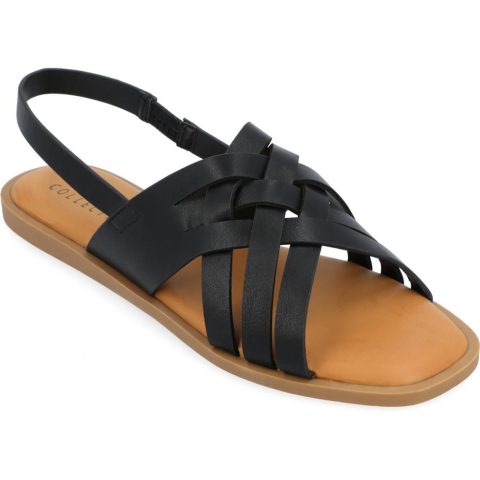 Faux Leather Slingback Sandals