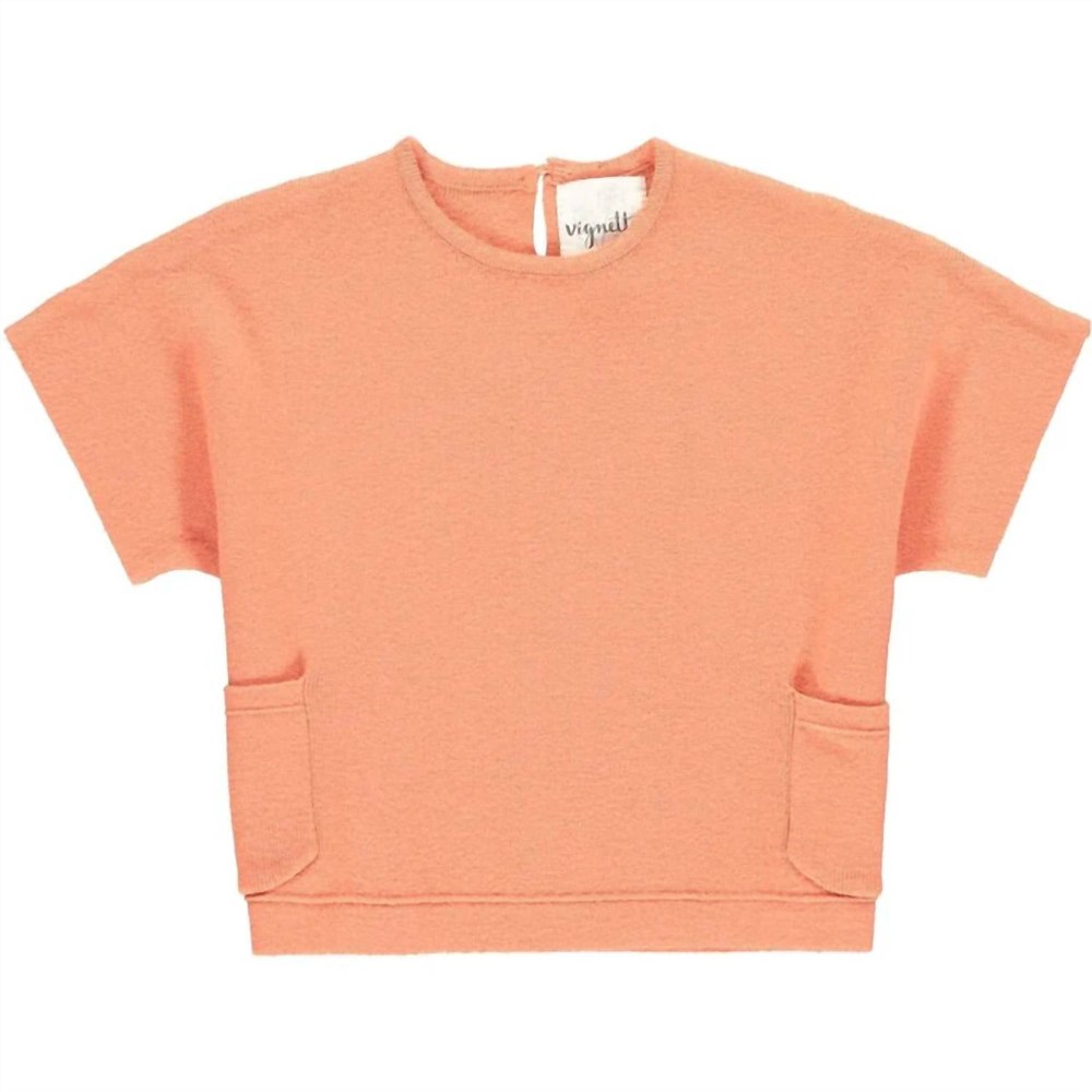 Girl’s Fiona Short Sleeve Sweater In Pumpkin