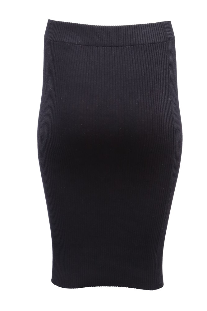 Vince Ribbed-Knit Midi Skirt in Navy Blue Cotton 7765075394620