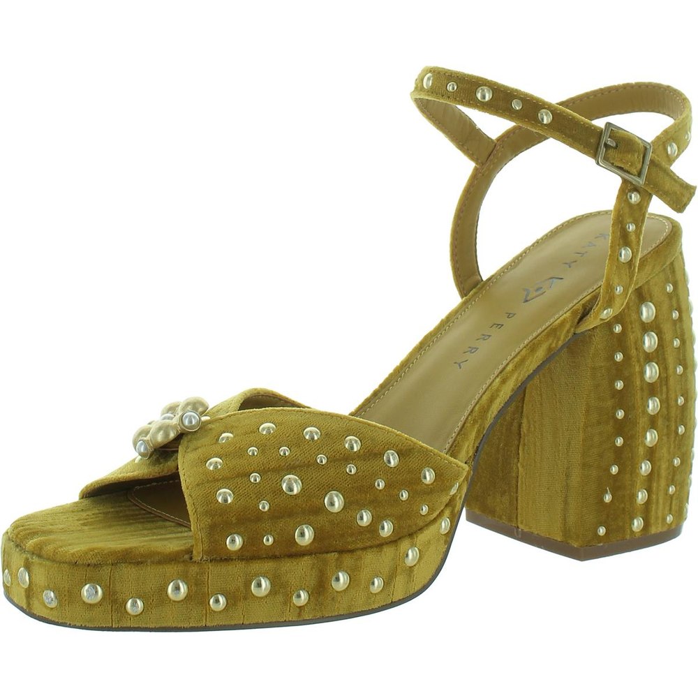 Ankle Strap Studded Block Heel