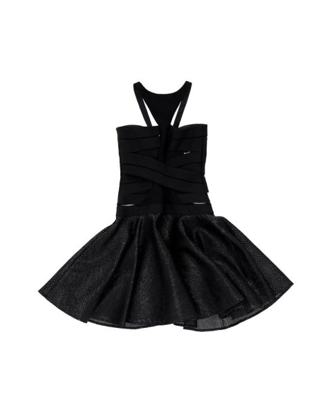 Versace Crisscross Cocktail Dress in Black Cotton 7766490480700