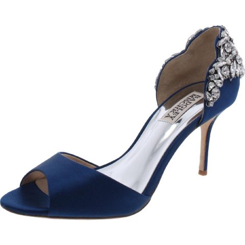 Celeste Satin Embellished Peep-Toe Heels