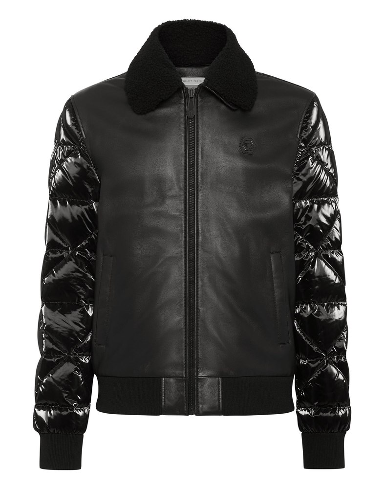Leather and Nylon Jacket 7676518367292