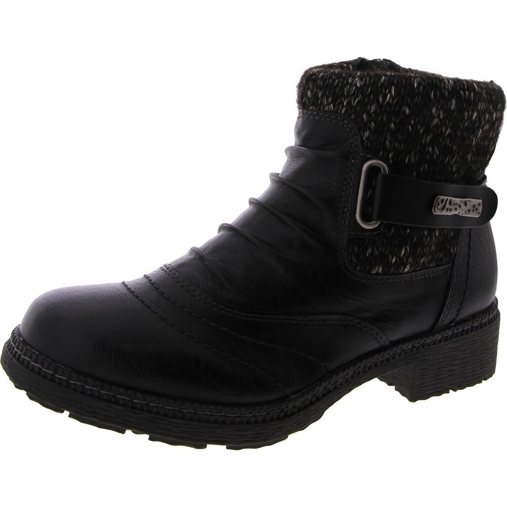 Citrine-B Faux Leather Buckle Ankle Boots
