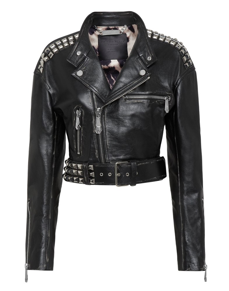 Crop Leather Jacket Studs 7676520038460