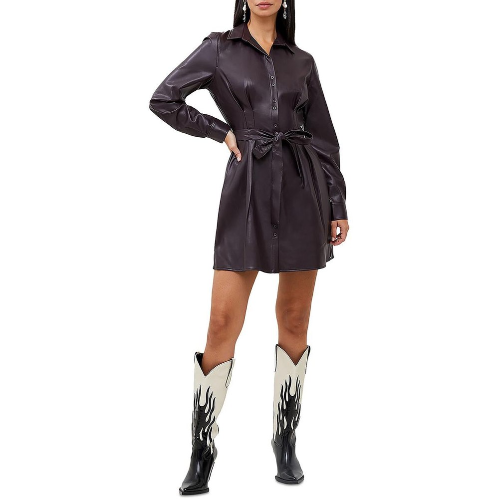 Crolenda Faux Leather Coated Shirtdress