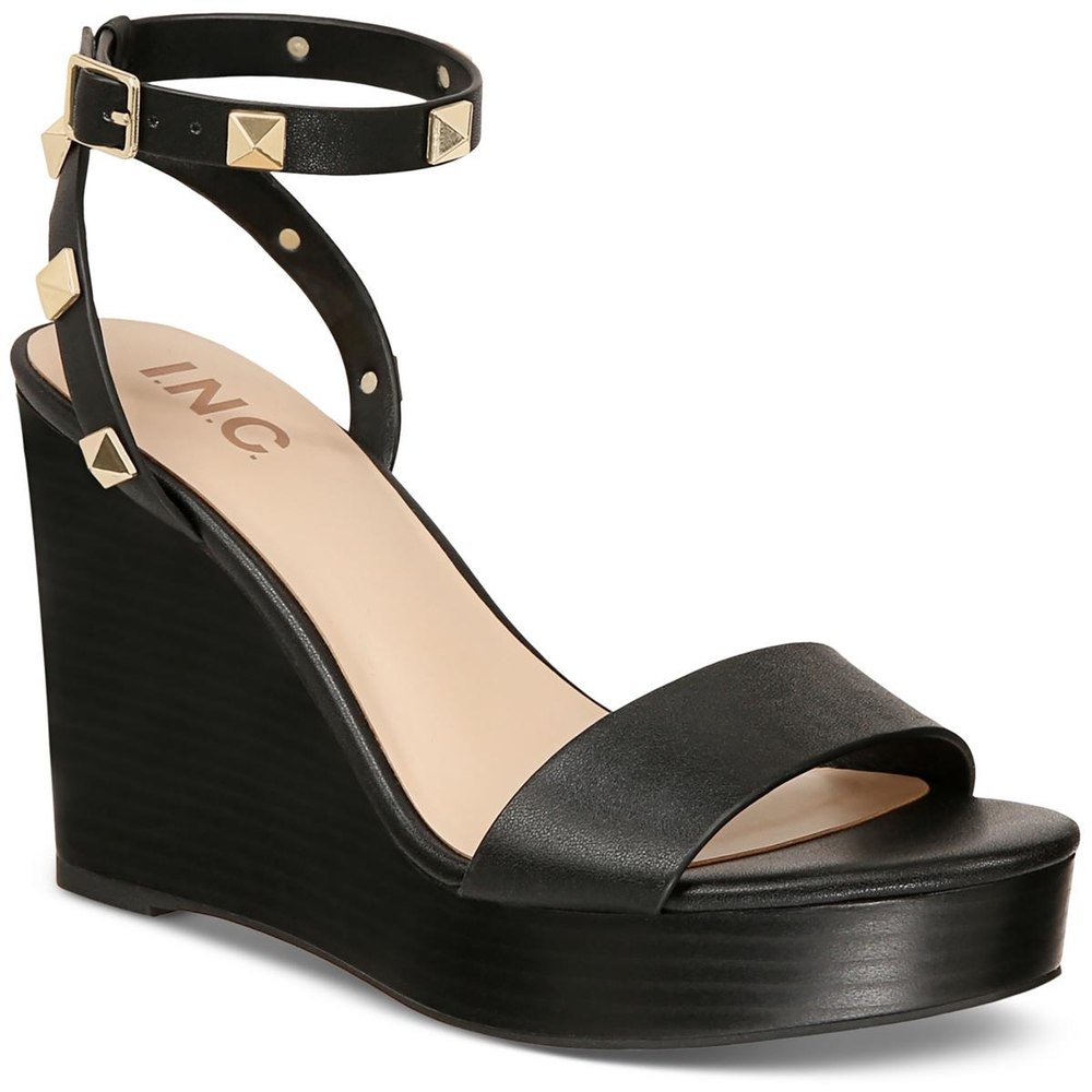 Faux Leather Ankle Wedge Heels