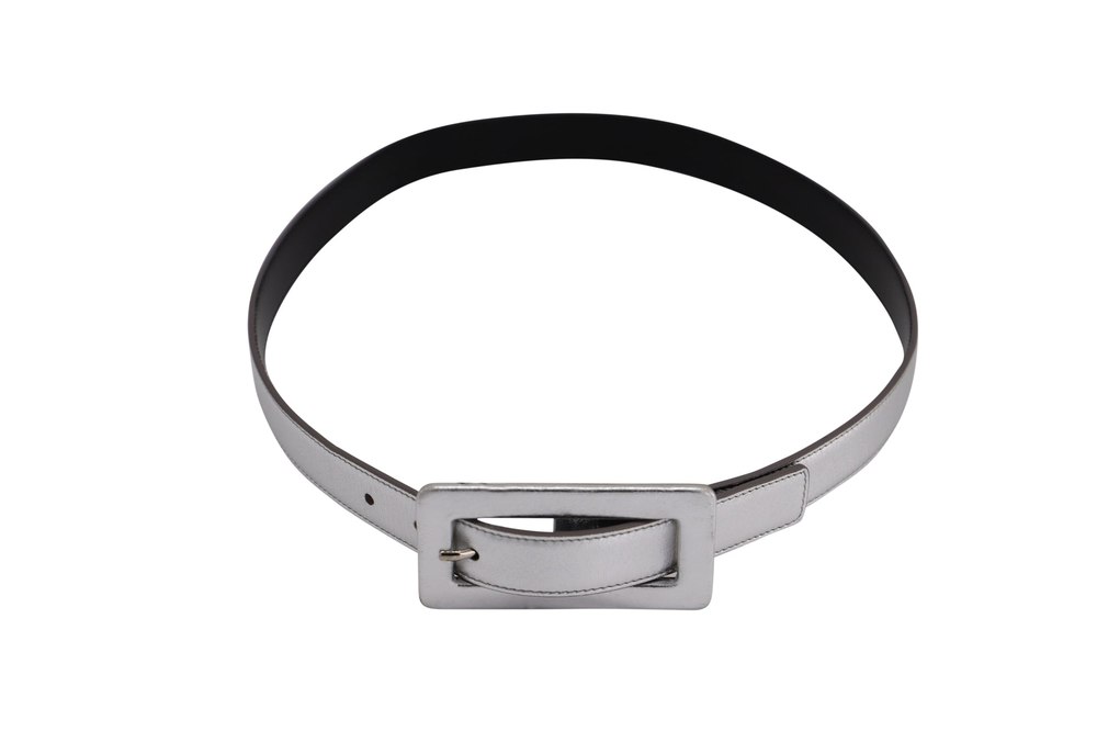 Saint Laurent SS15 Metallic Belt in Silver Leather 7766522593340