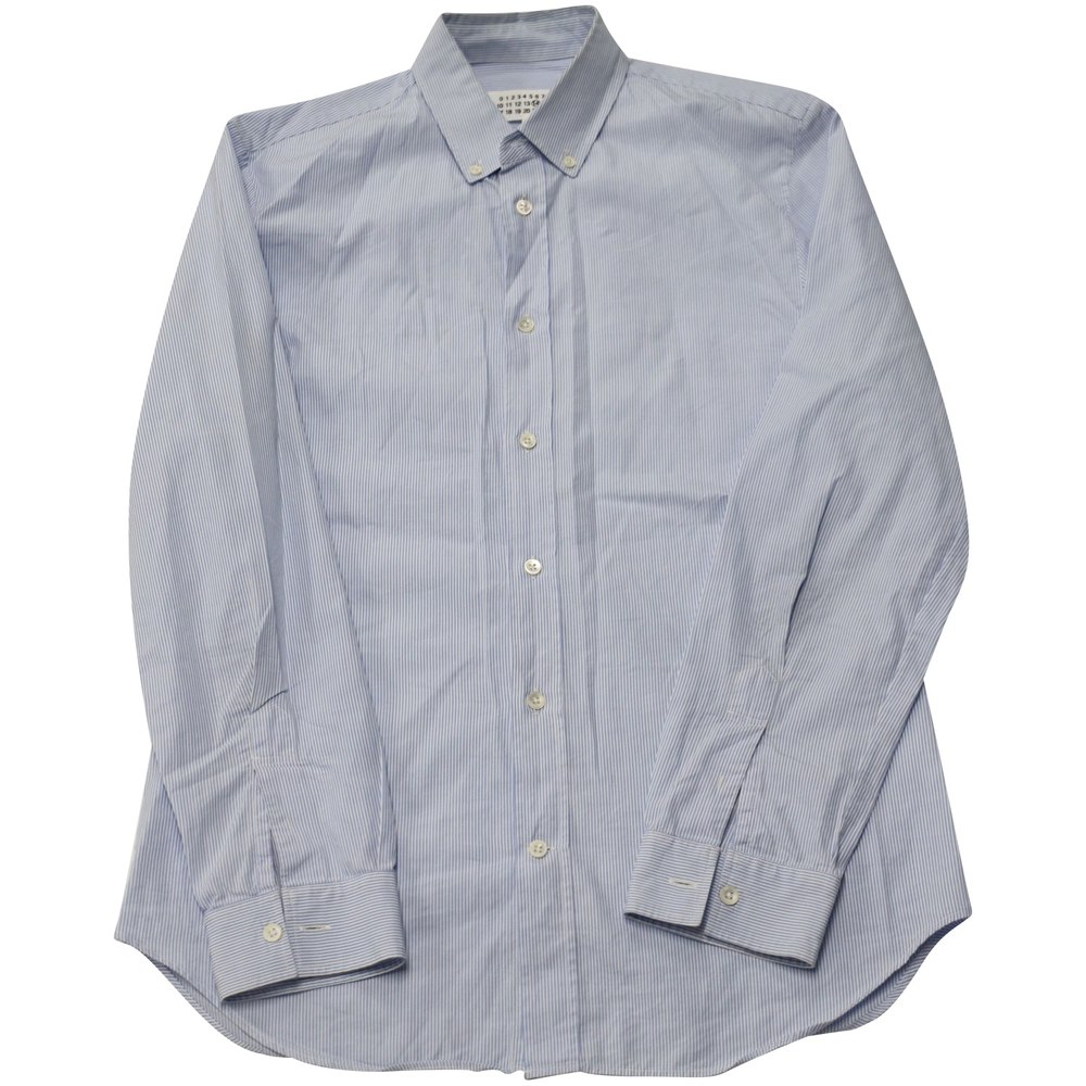 Maison Martin Margiela Striped Shirt in Light Blue Cotton 7766524461116