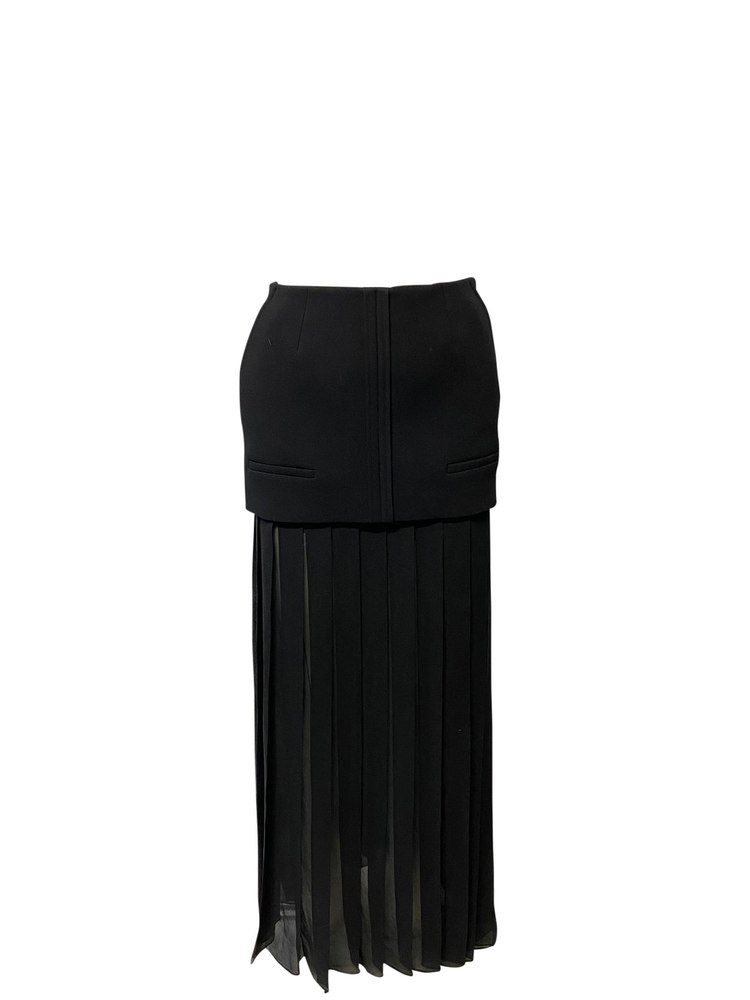 Vera Wang Pleated Maxi Skirt in Black Acetate 7766526427196