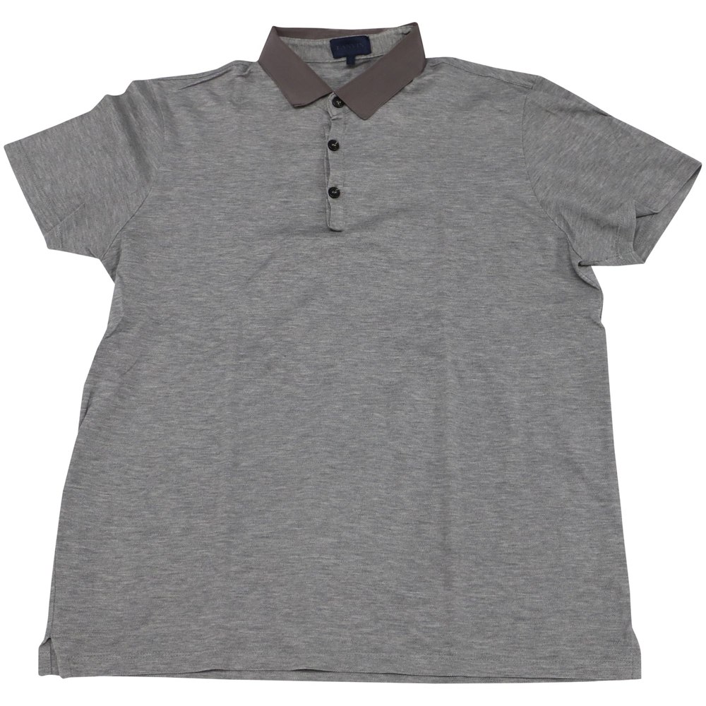 Lanvin Grosgrain Collar Polo Shirt in Gray Cotton 7766541205564
