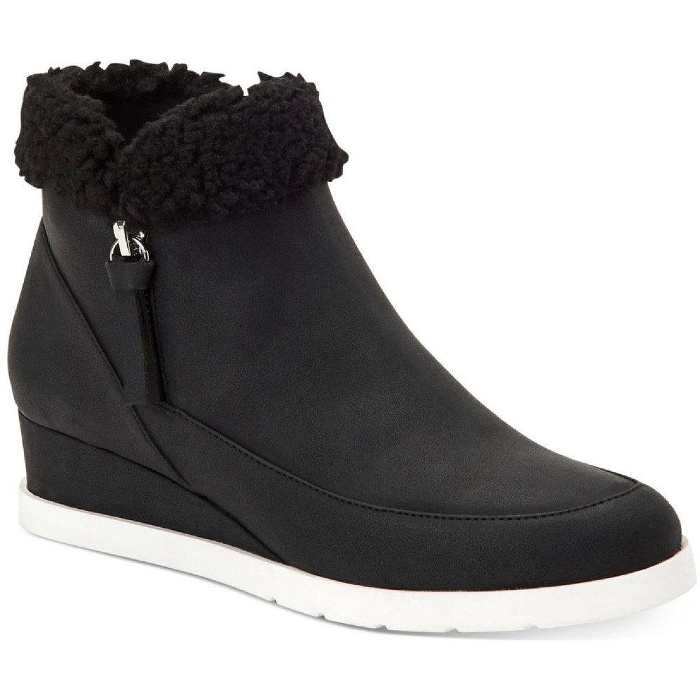 Danniee Faux Leather Ankle Boots Wedge Boots