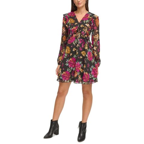 V-Neck Mini Fit & Flare Dress