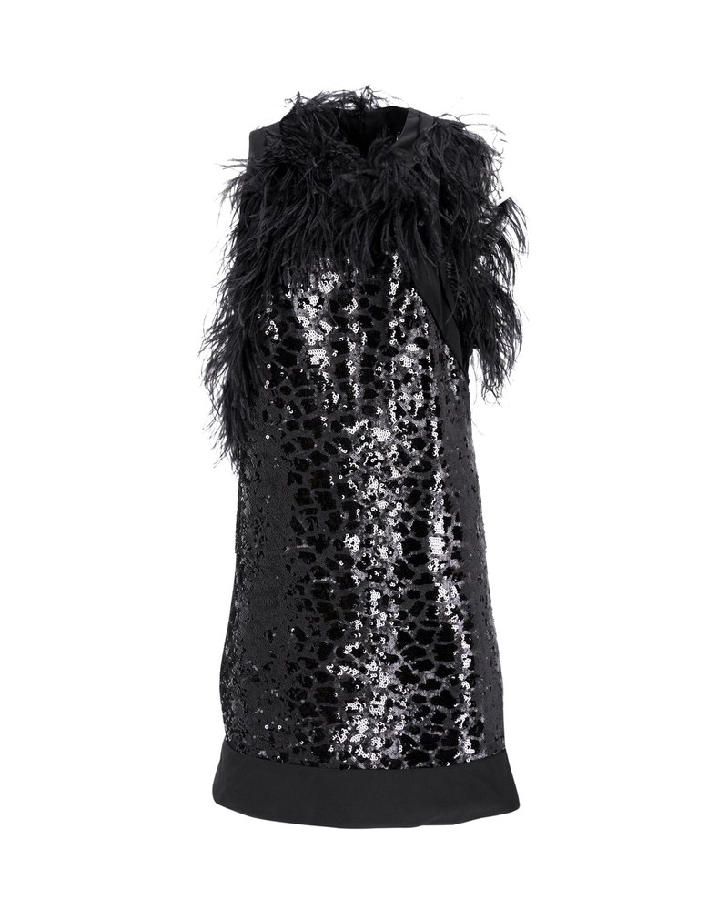 Boss Sequined Sleeveless Dress in Black Viscose 7766546907196