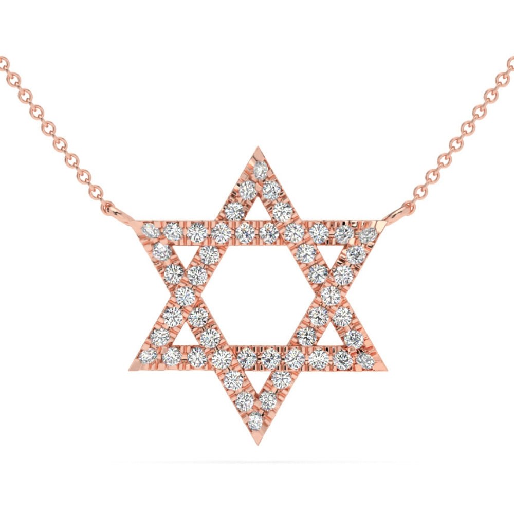 1Ct TW Diamond Jewish Star Pendant 14k Gold Lab Grown Necklace 1