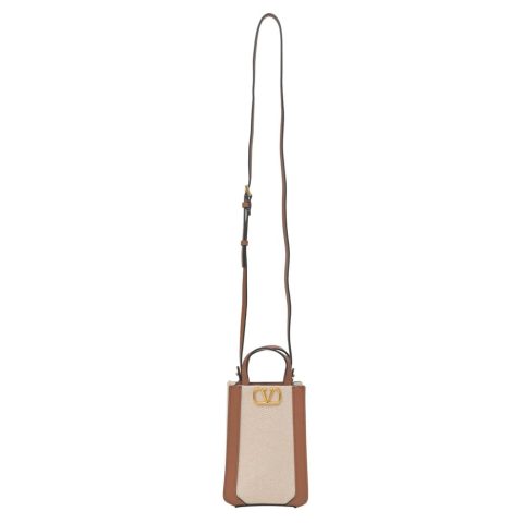 Valentino Garavani Mini V-Logo Crossbody Bag in Brown Leather 7766629187644