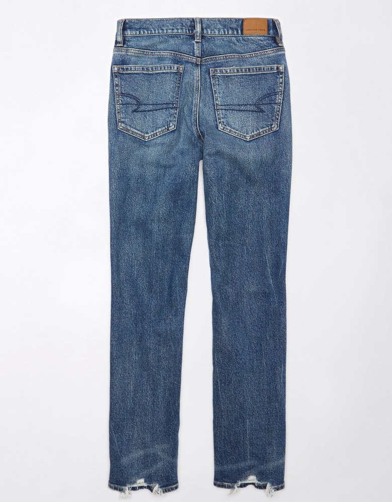 AE Stretch Super High-Waisted Ripped Straight Jean 7678394105916