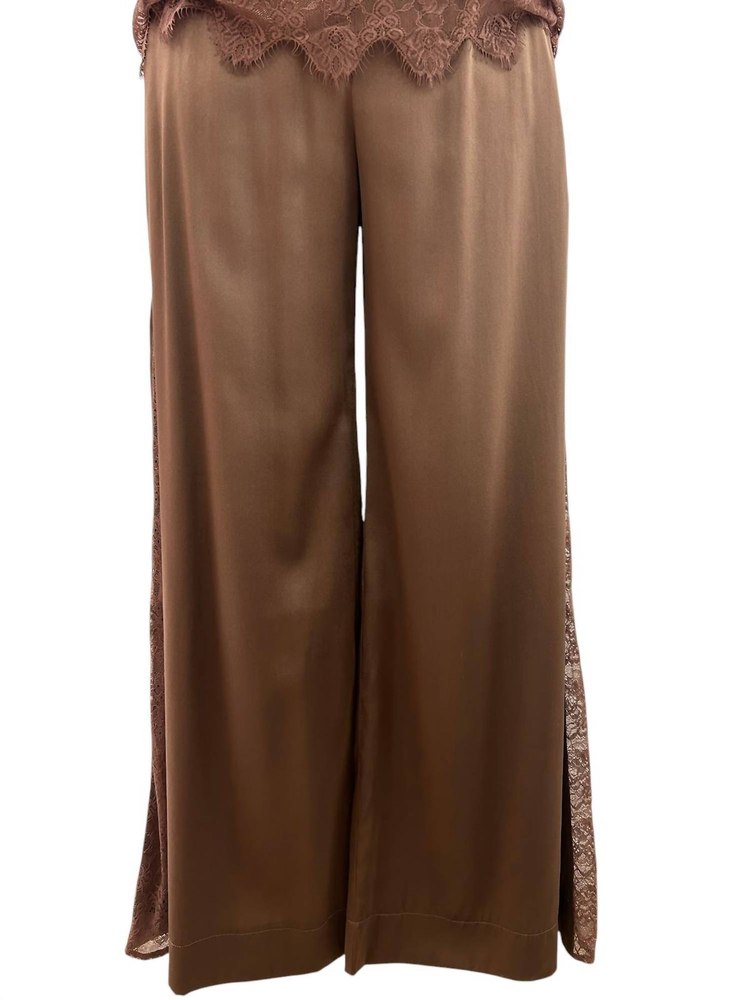 Women’s Brya Silk & Lace Trousers In Cocoa 7832089133116