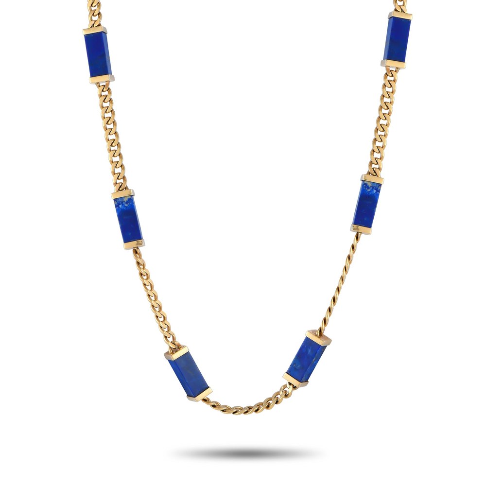 LB Exclusive Vintage 14K Yellow Gold Lapis Necklace MF05-040124