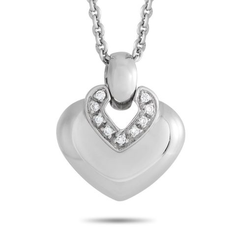 Bvlgari Doppio 18K White Gold Diamond Heart Necklace BV06-031124