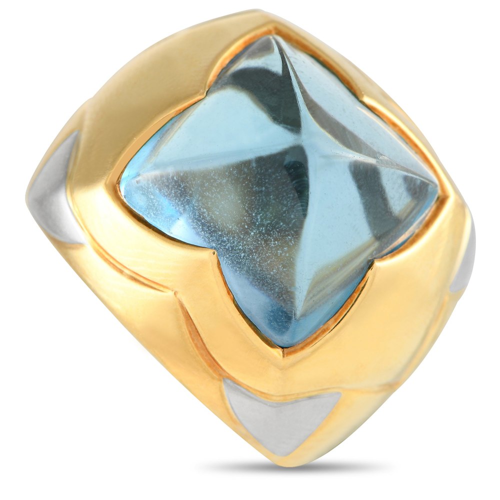 Bvlgari 18K Yellow Gold Topaz Pyramid Ring MF05-021324