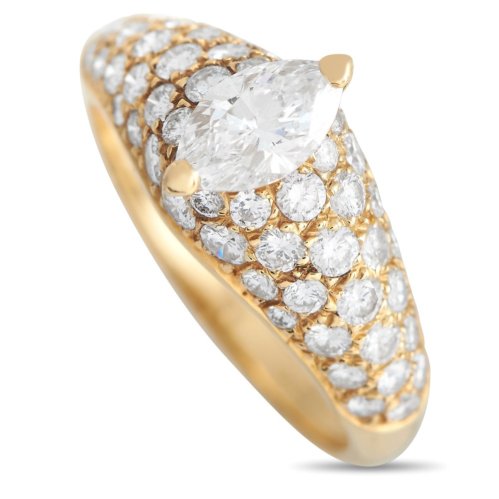 Cartier 18K Yellow Gold 1.0ct Diamond Marquise Pave Engagement Ring CA07-012224
