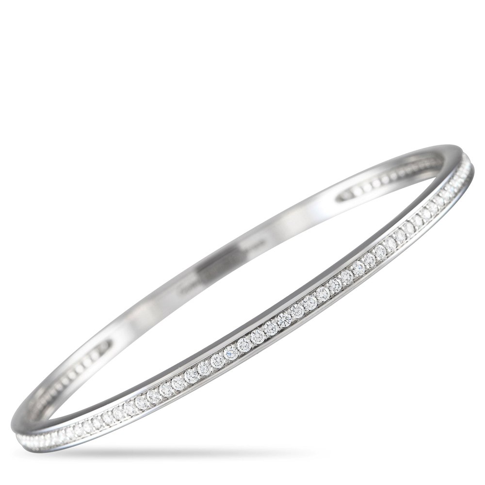 Cartier 18K White Gold 2.50ct Diamond Eternity Bangle Bracelet CA06-012224