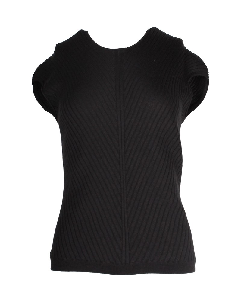 Loro Piana Rohe Asymmetric Sleeveless Rib-Knit Top in Black Cashmere 7703678779452