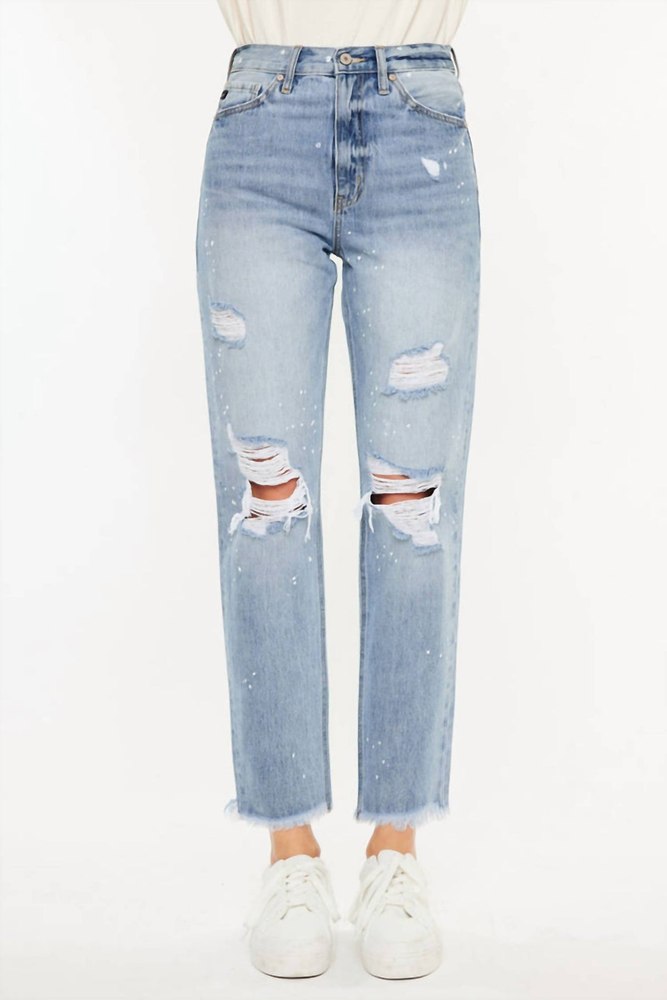 Oceane Paint Splatter Straight Jeans In Medium Wash