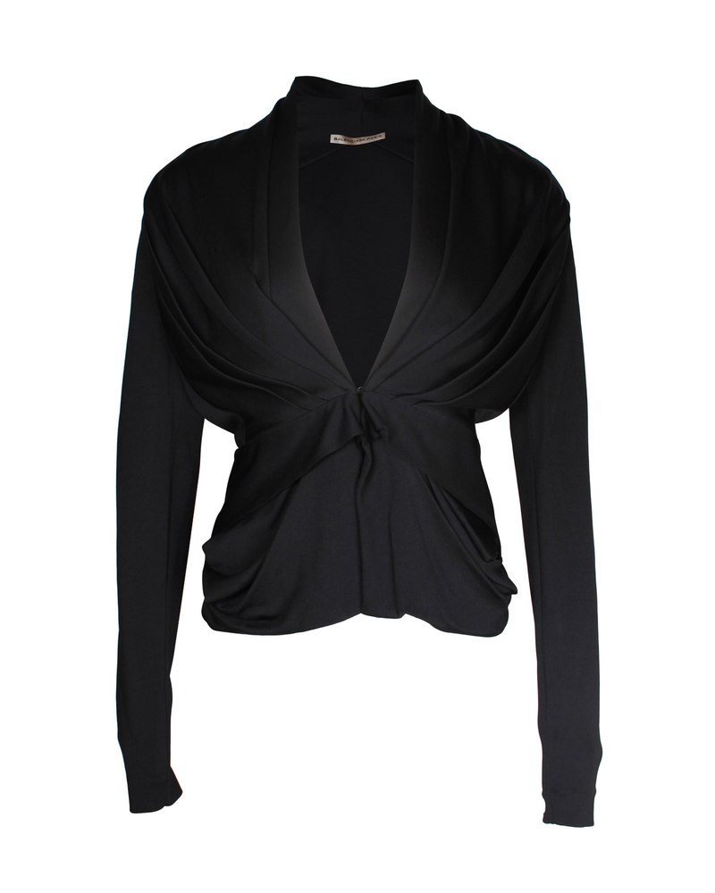 Balenciaga 2009 Pleated Evening Jacket in Black Rayon 7703680221244