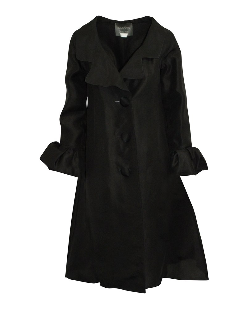 Lanvin Flared Long Jacket in Black Silk 7703681826876