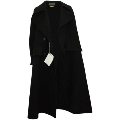 Alberta Ferretti Double Breasted Trench Coat in Black Wool 7703683006524