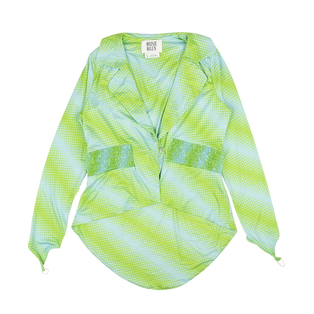 Maisie Wilen Ruched Blazer Jacket – Blue/Green