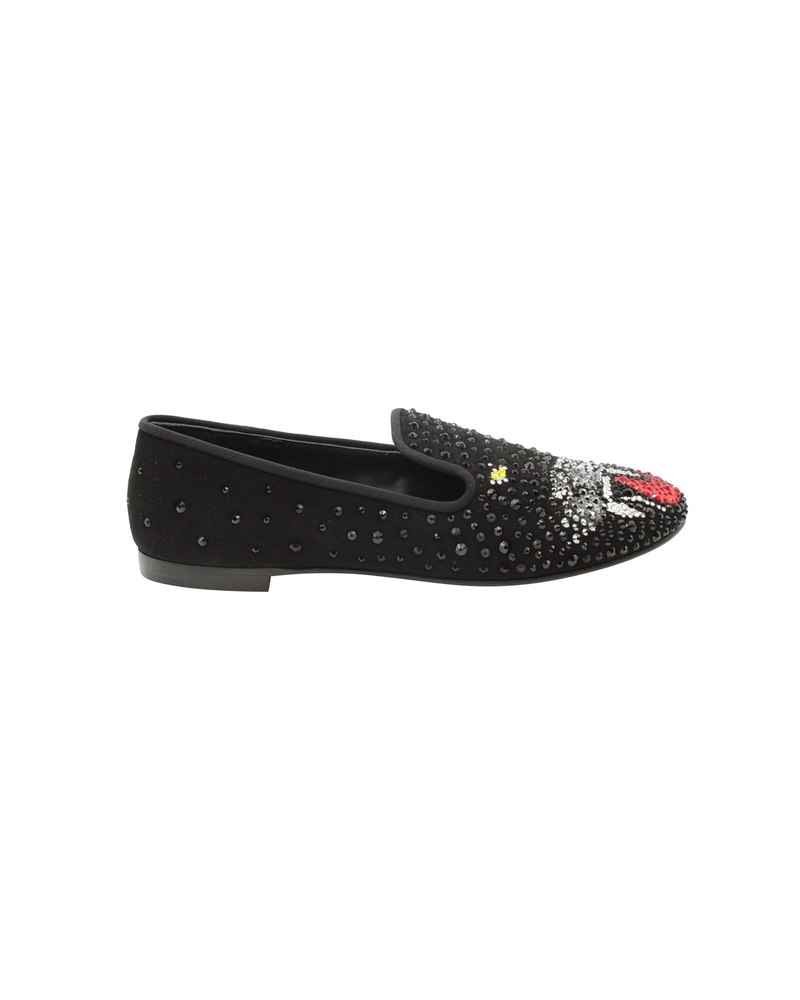 Giuseppe Zanotti Panther Embellished Loafers in Black Suede 7703688380476