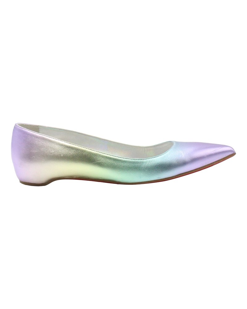 Christian Louboutin Kate Napa Iridescent Red Sole Ballerina Flats in Multicolor Leather 7703693525052