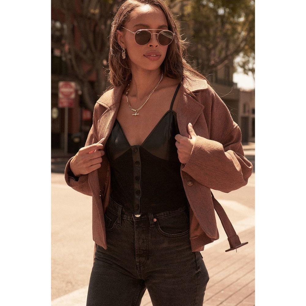 A Faux Leather And Lace Camisole Top 7805699194940