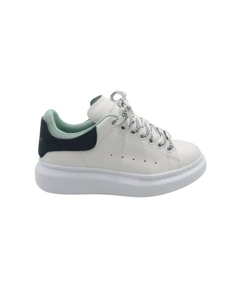 Alexander McQueen Oversized Sneakers in White and Forest Green Leather 7703700013116