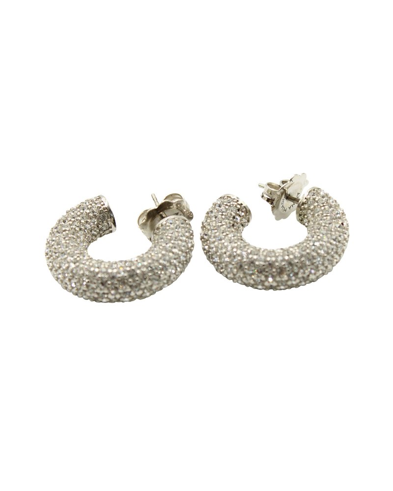 Amina Muaddi Cameron Crystal-Embellished Earrings in Silver Metal 7703702208572