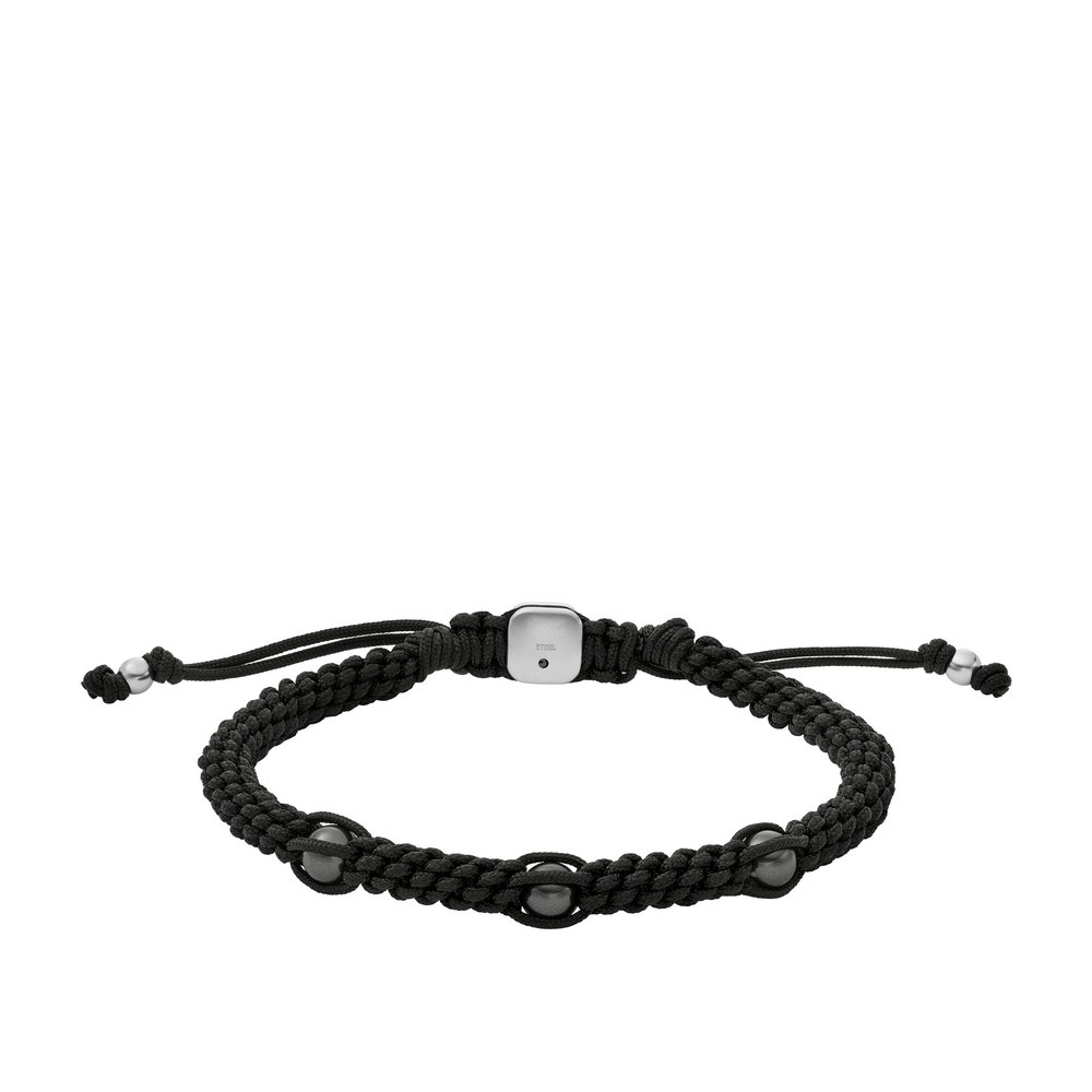 Fossil Men’s Autumn Beads Black Nylon Cord Beaded Bracelet 7805799235644