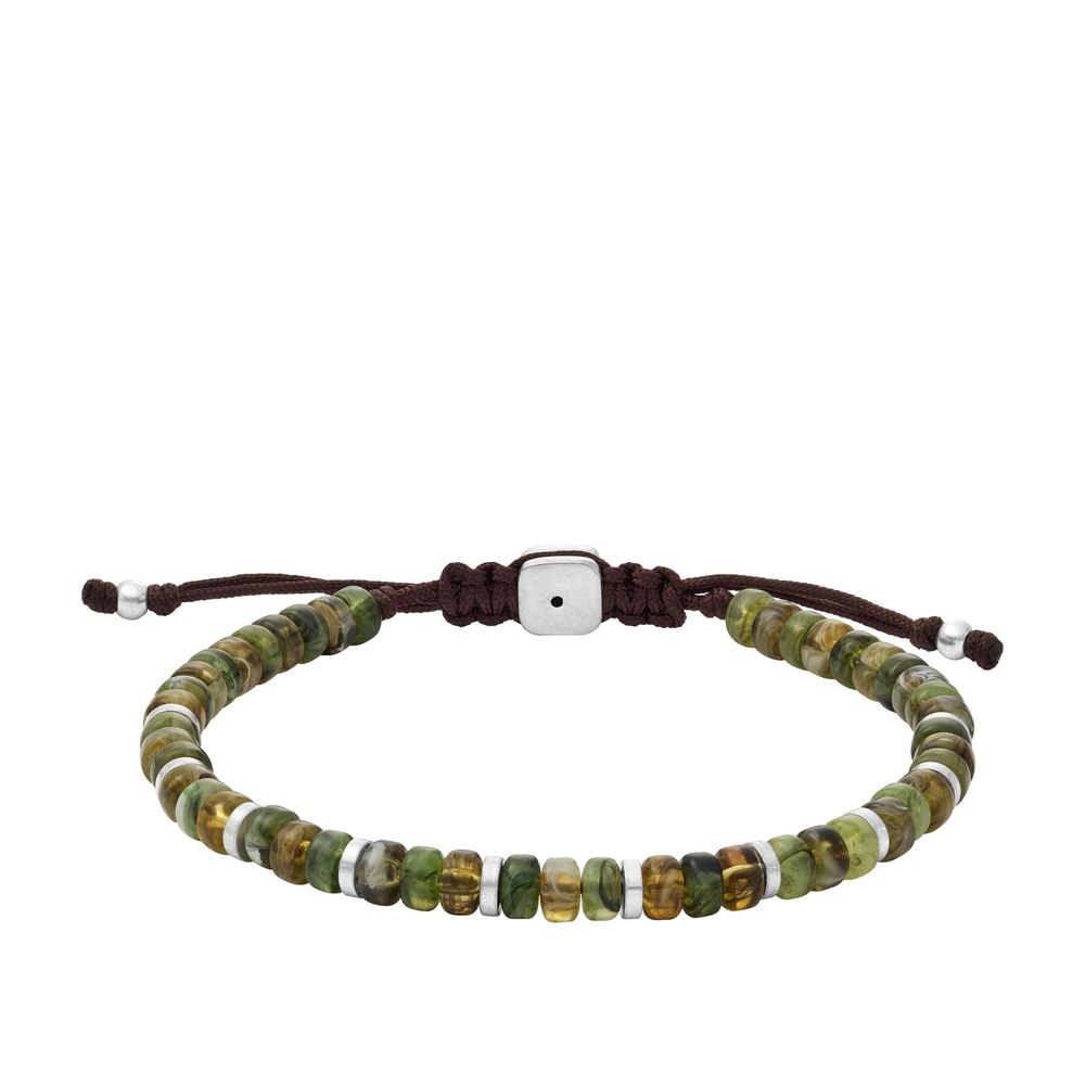 Fossil Men’s Autumn Beads Emerald and Olive Green Acrylic Beaded Bracelet 7805807525948