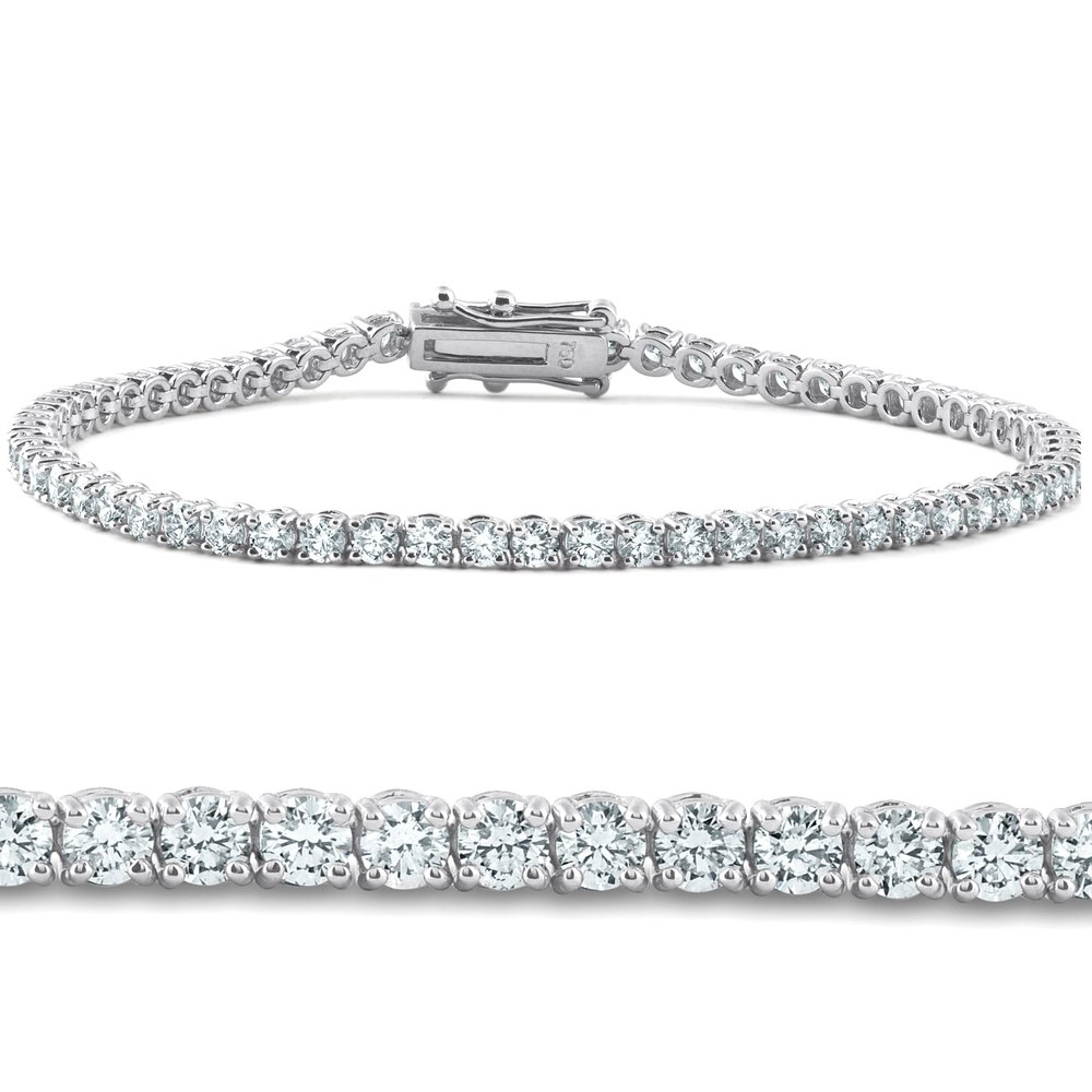 4 Carat TW Round Cut Diamond Tennis Bracelet 14k White Gold Lab Grown