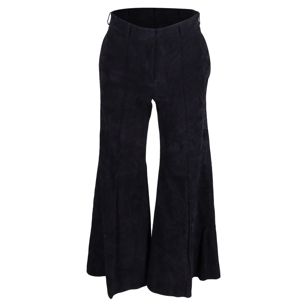 Khaite High-Waisted Bell Pants in Black Suede 7833143050300